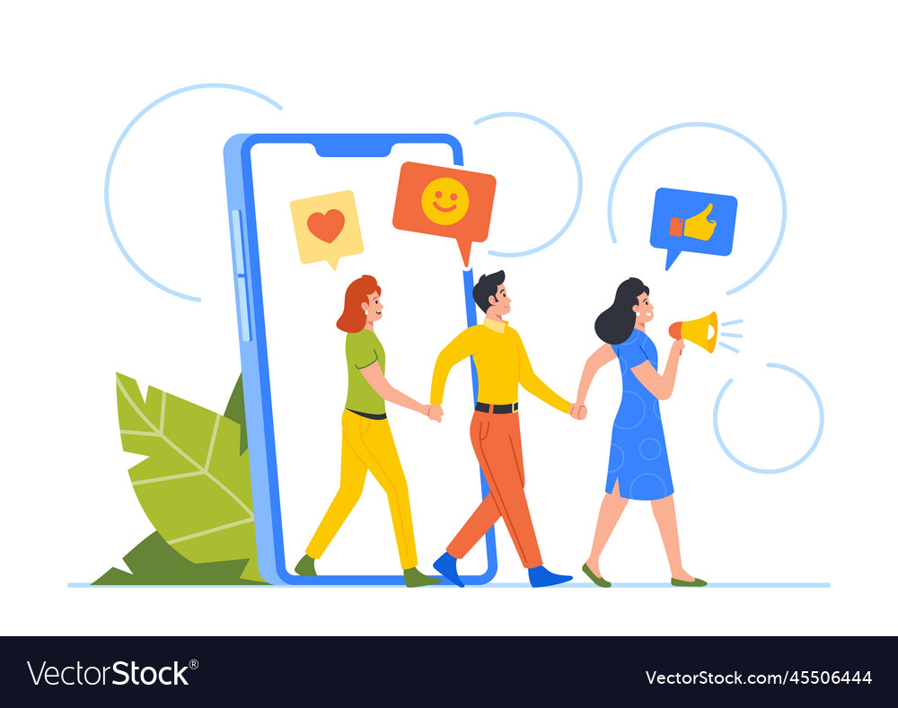 Characters referral program strategy network vector image Characters referral program strategy network