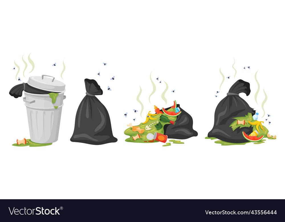 City trash bag rotting garbage in waste Royalty Free Vector