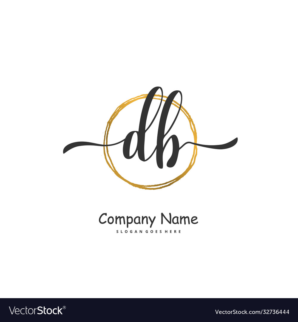 D b db initial handwriting and signature logo