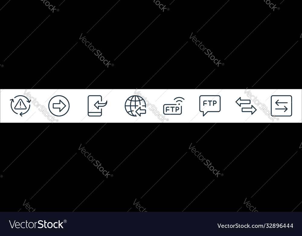 Data transfer line icons linear set quality vector image Data transfer line icons linear set quality