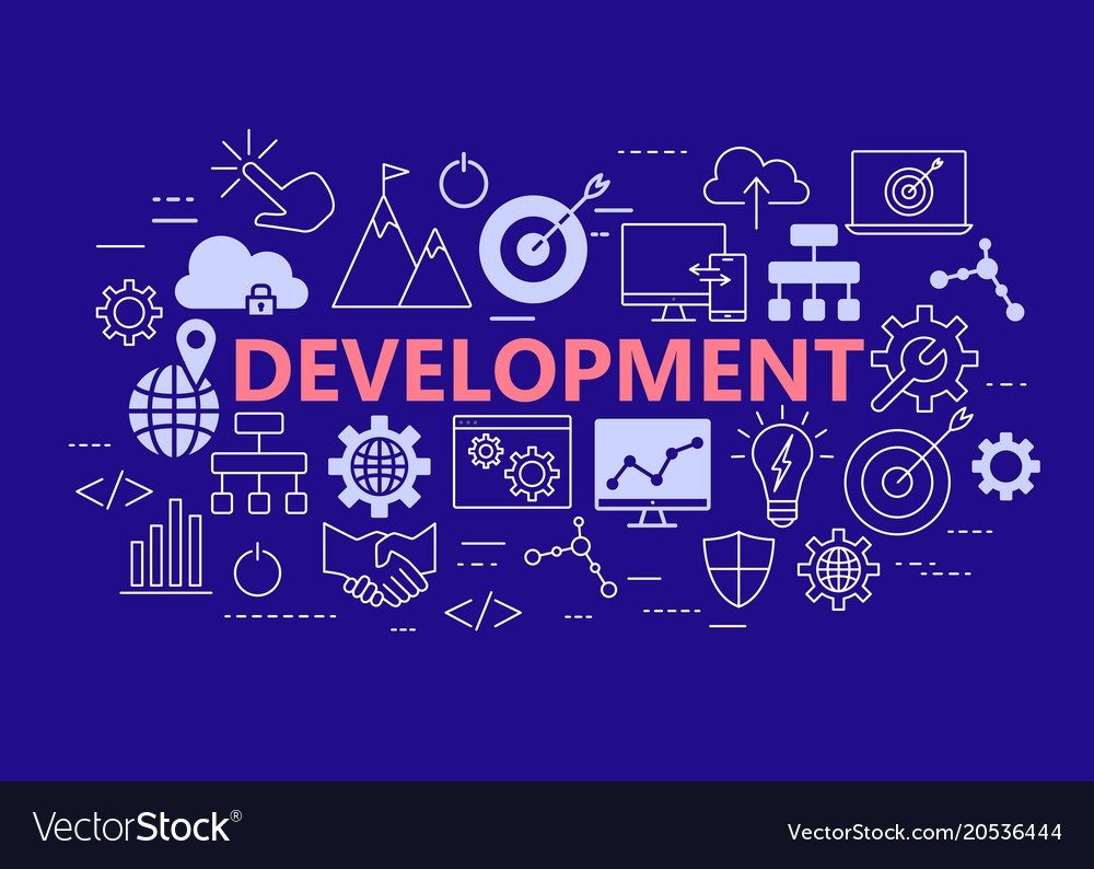 Development poster with flat icons set