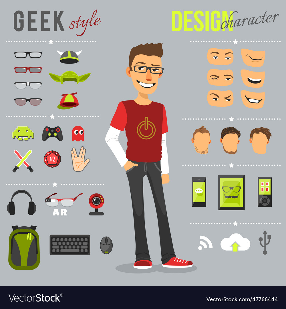 Geek style set vector image Geek style set