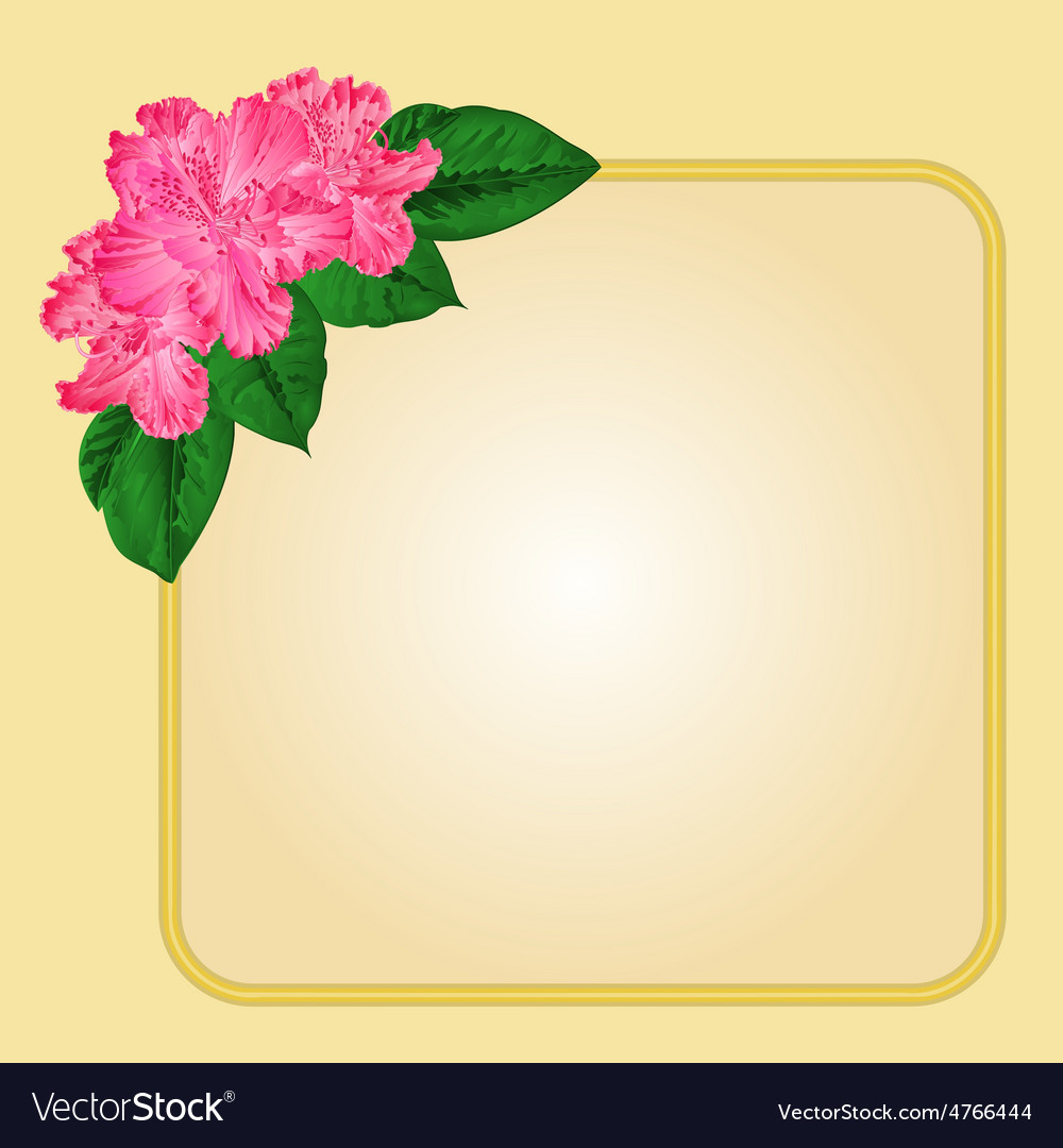 Golden frame with rhododendron greeting card