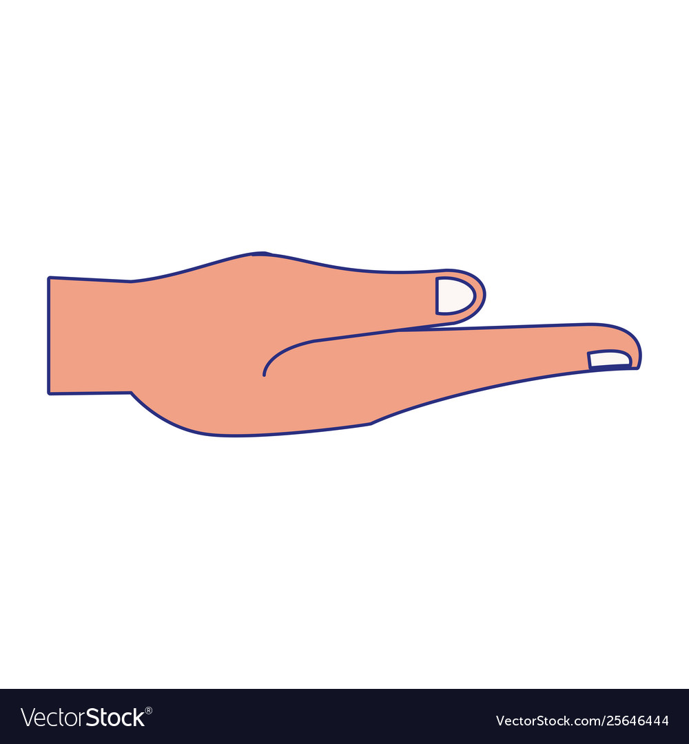 Hand with palm open cartoon isolated blue lines