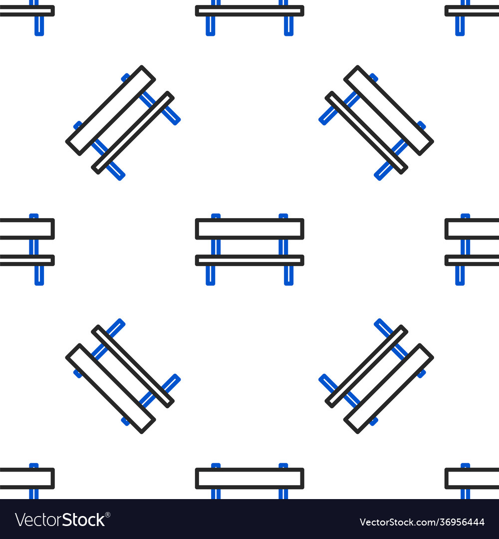 Line bench icon isolated seamless pattern on white