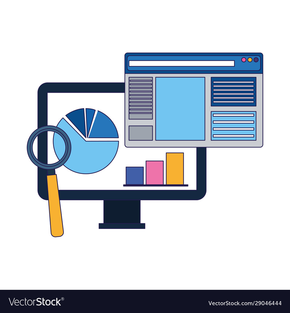 Magnifying glass computer and web page window