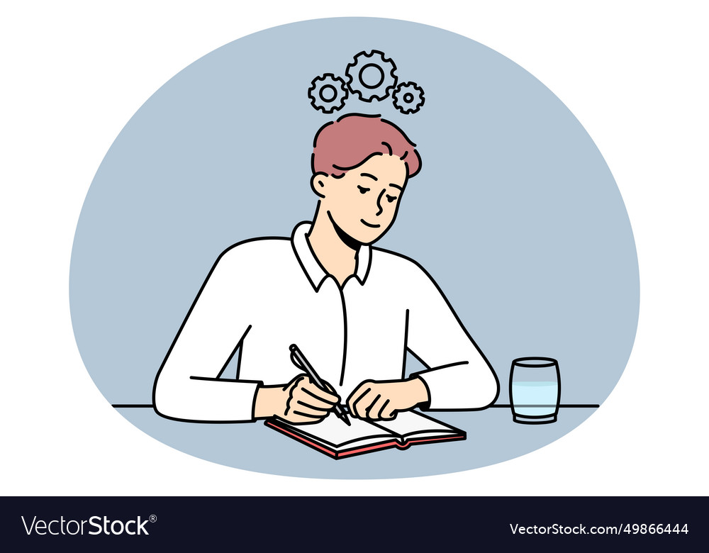 Man write in notebook generating ideas
