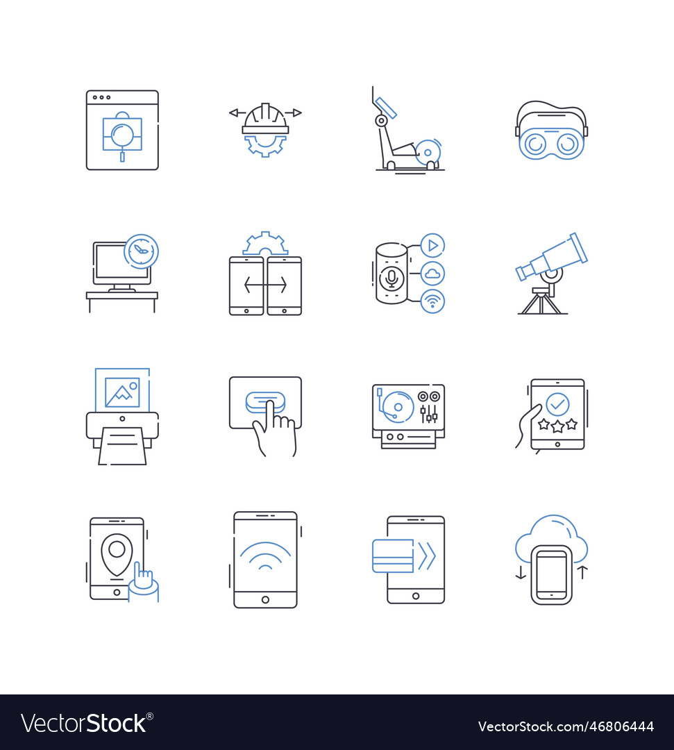 Online security line icons collection encryption vector image Online security line icons collection encryption