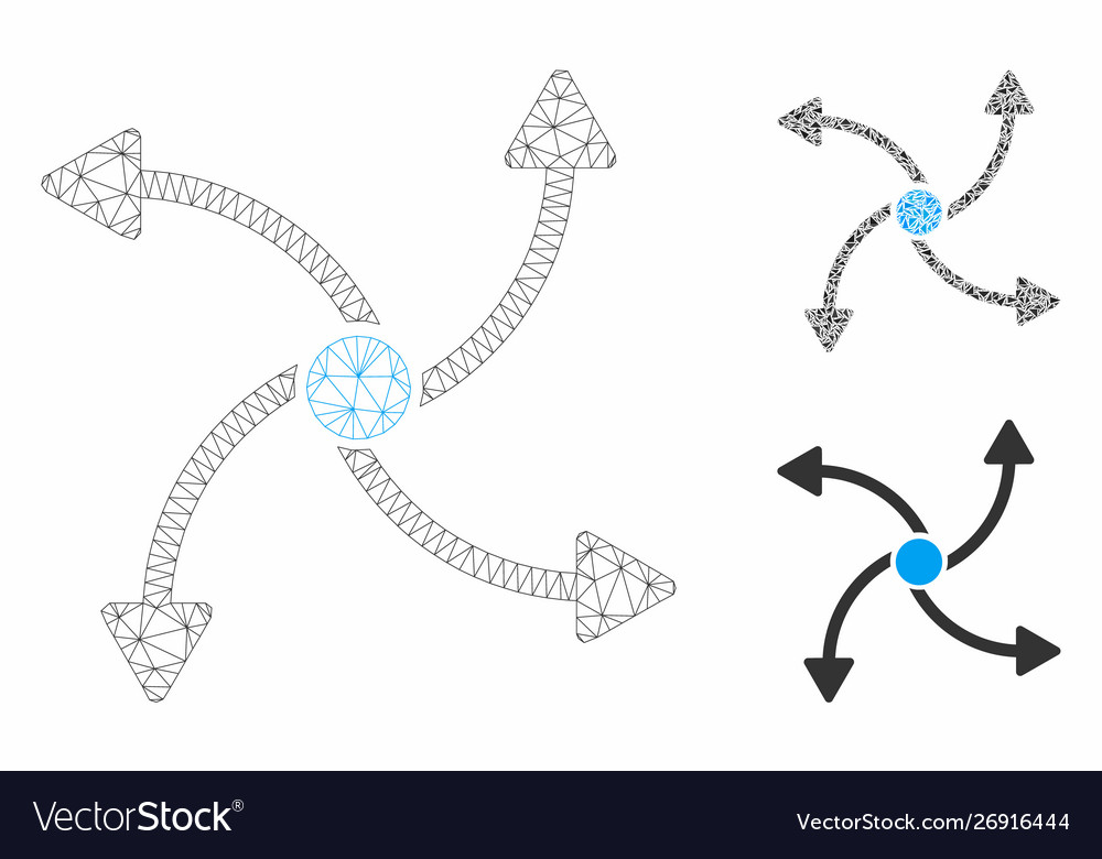 Out swirl direction mesh network model vector image Out swirl direction mesh network model