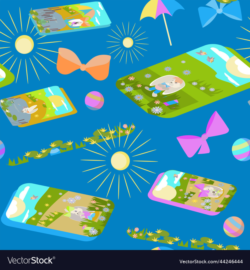 Seamless pattern without background rabbits