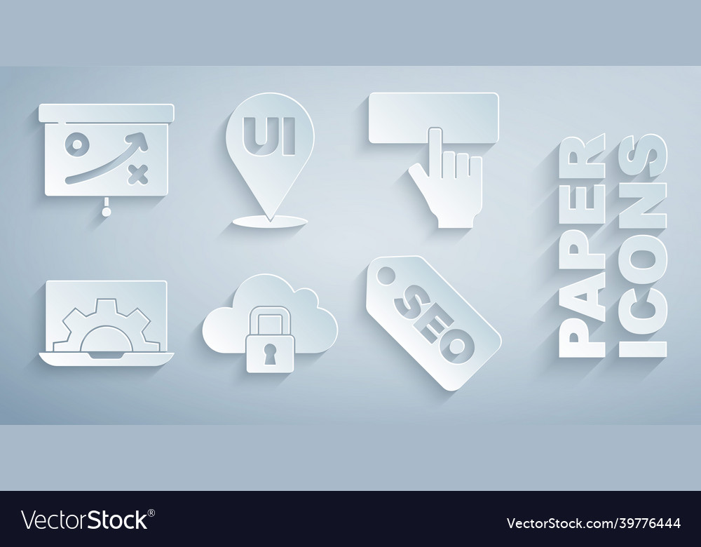 Set cloud computing lock keyboard web vector image Set cloud computing lock keyboard web