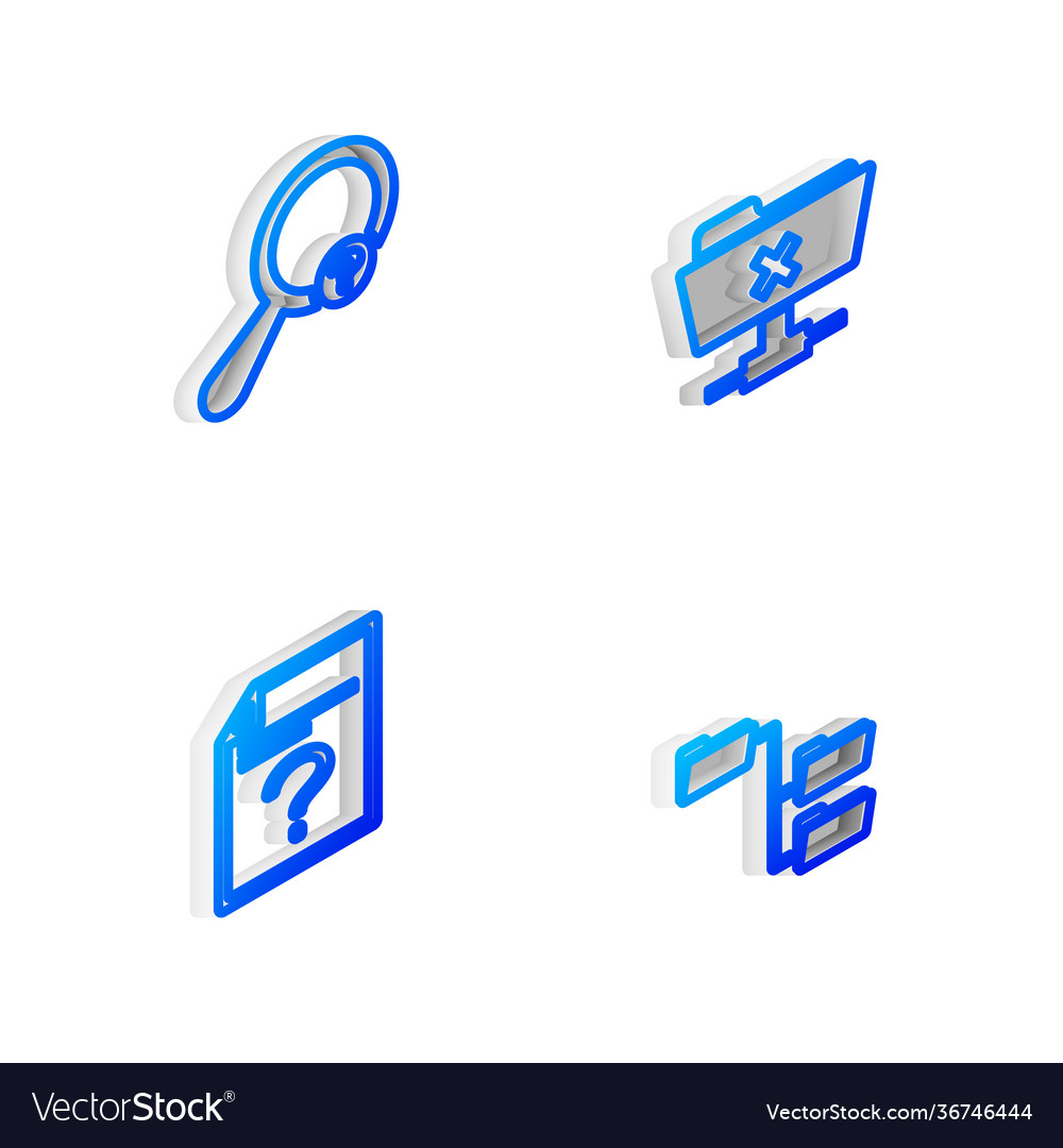 Set isometric line ftp cancel operation unknown vector image Set isometric line ftp cancel operation unknown