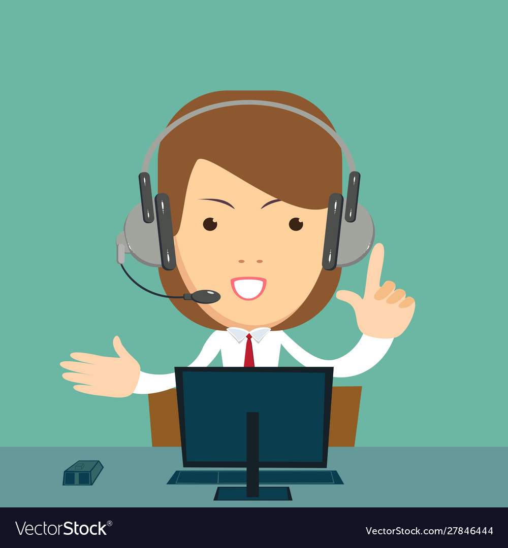 Smiling female operator working at call center
