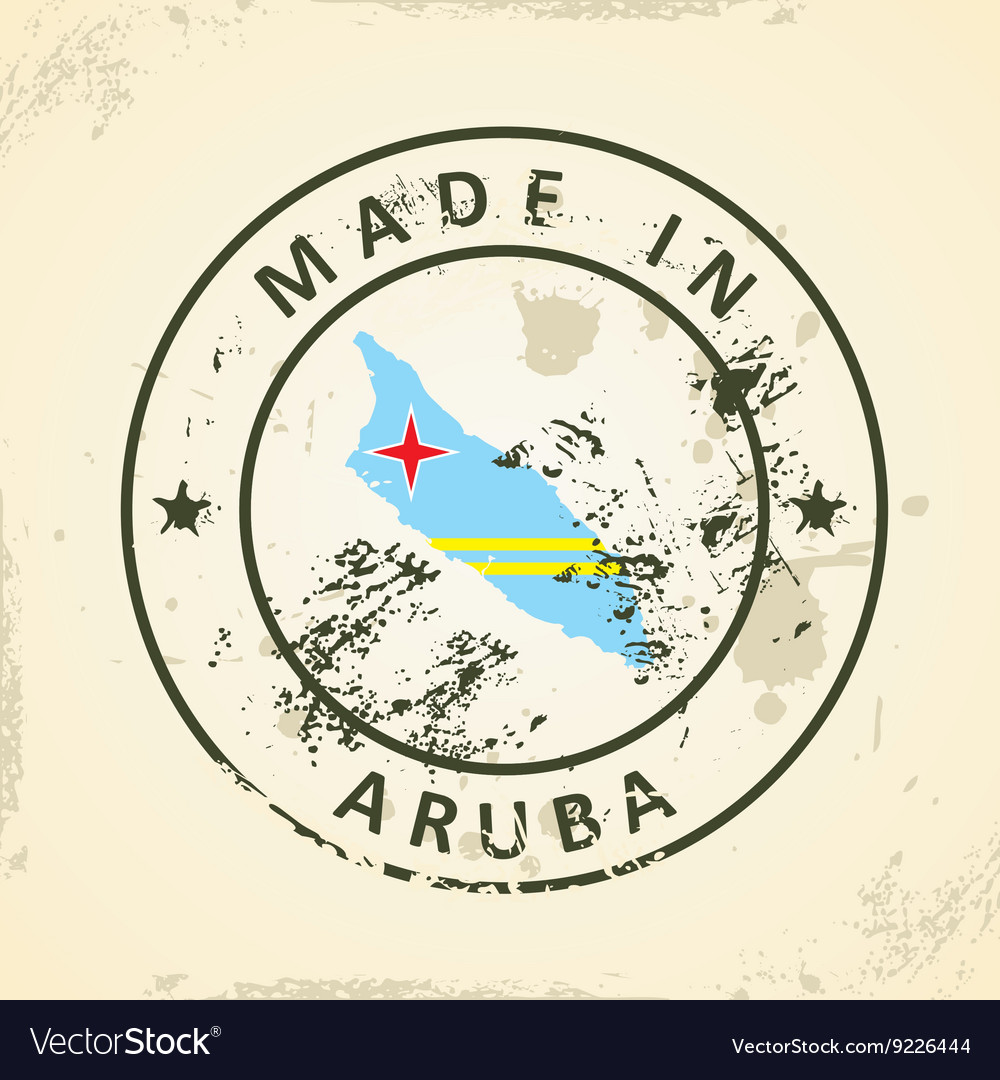 Stamp with map flag of aruba