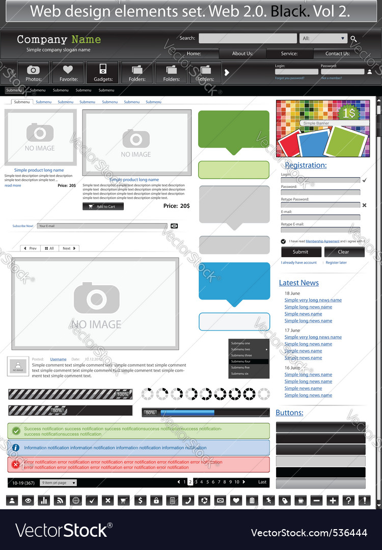 Web design elements black 2