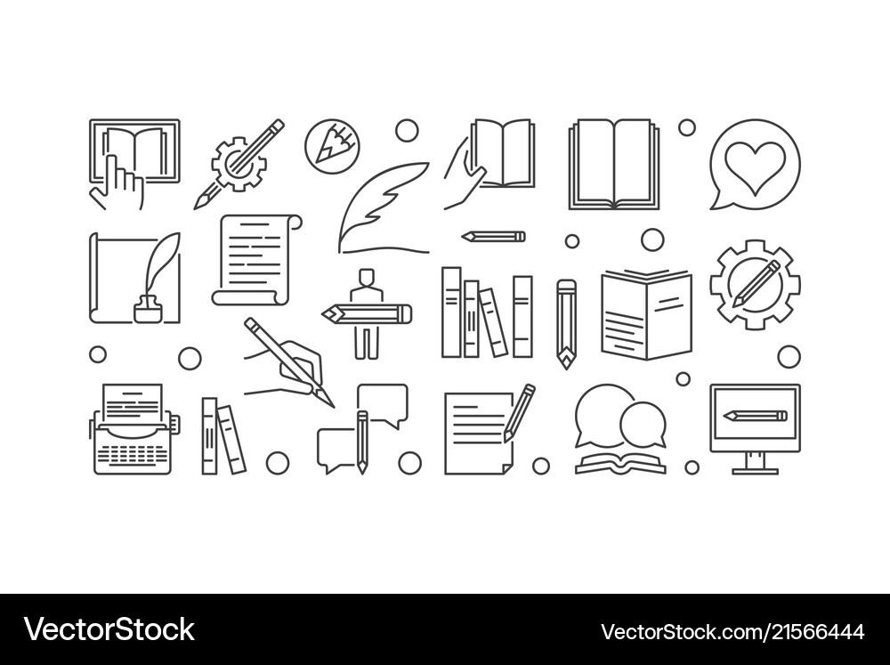 Writer Linear Horizontal Banner Or Royalty Free Vector Image