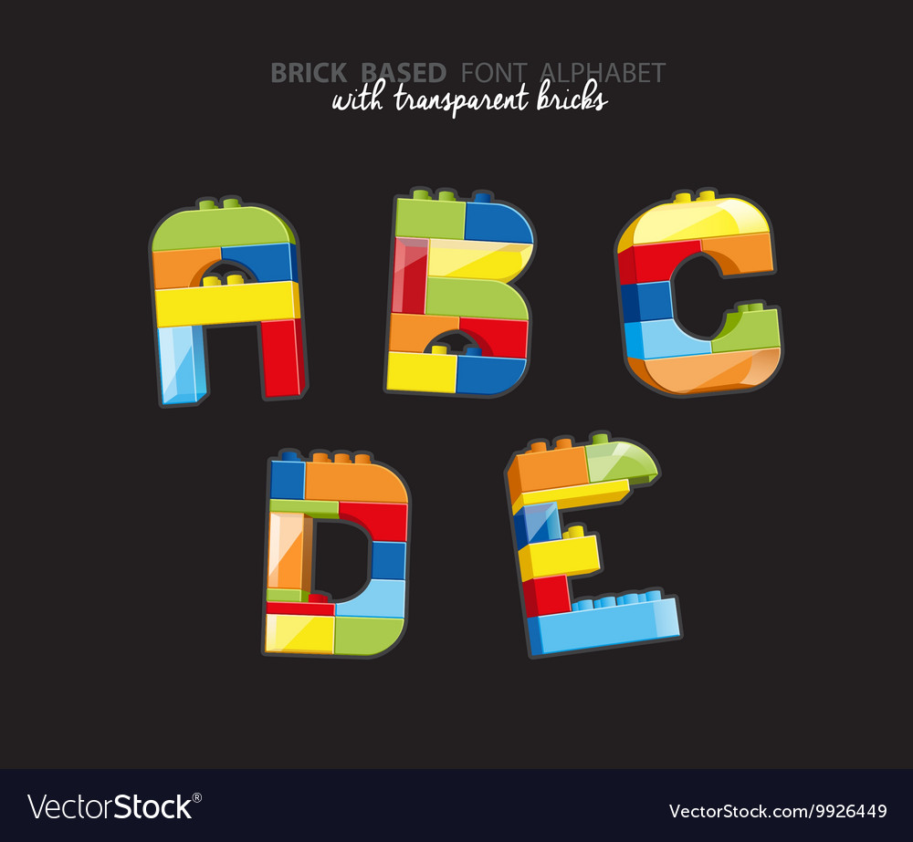 Alphabet created from playing bricks with some