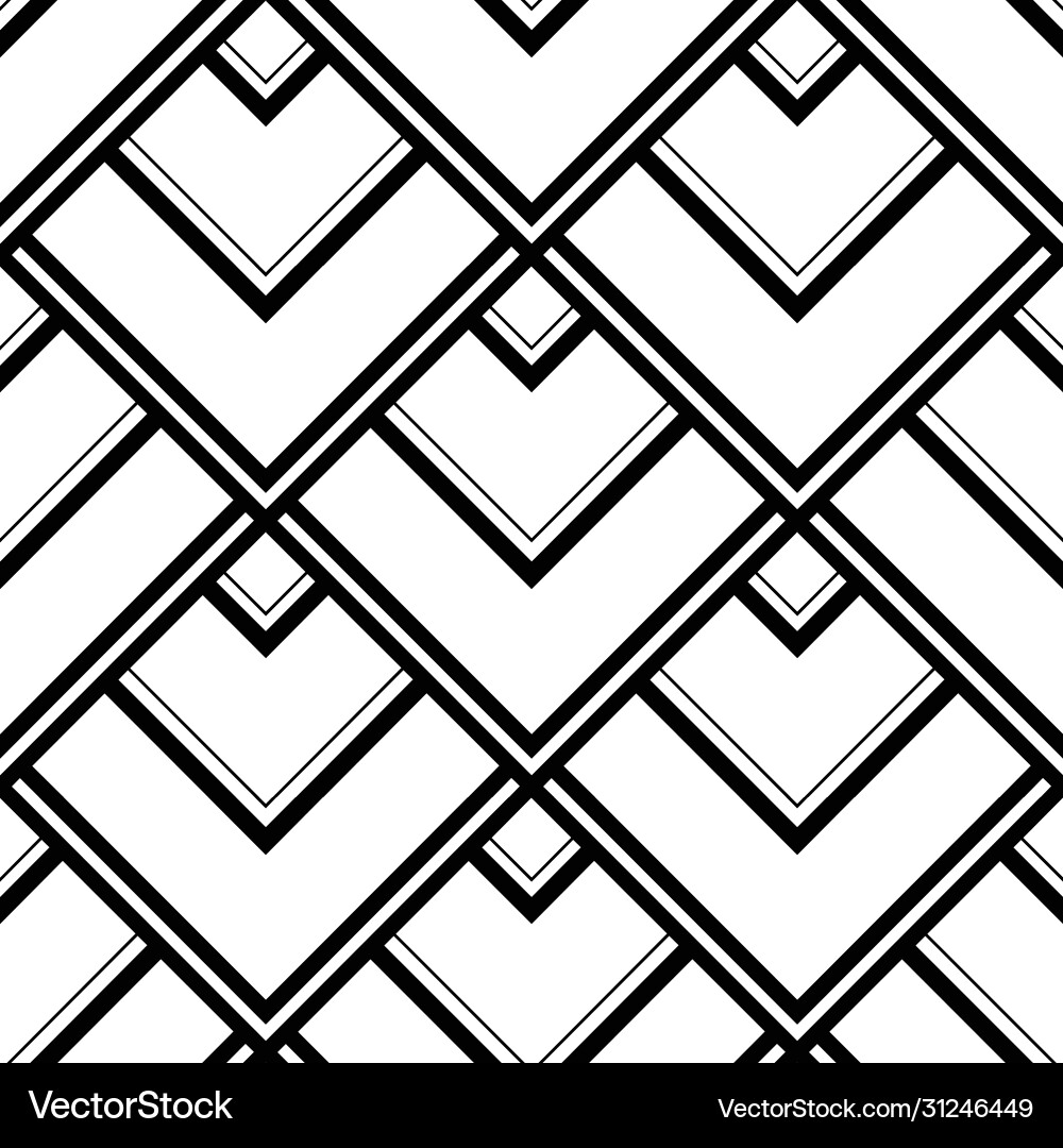 Art deco pattern black white background Royalty Free Vector