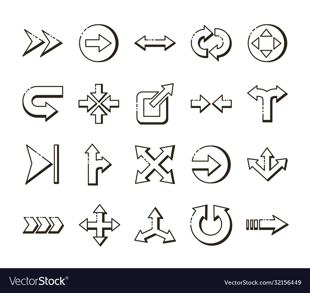 Bundle arrows set icons