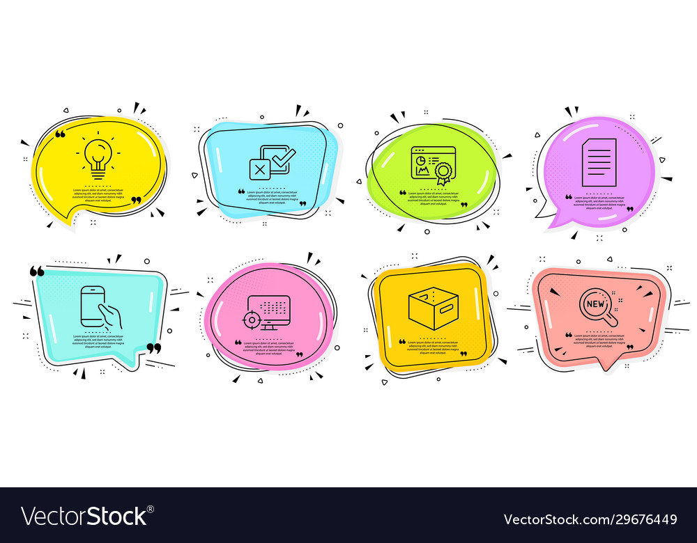 Checkbox hold smartphone and office box icons set Vector Image Checkbox hold smartphone and office box icons set