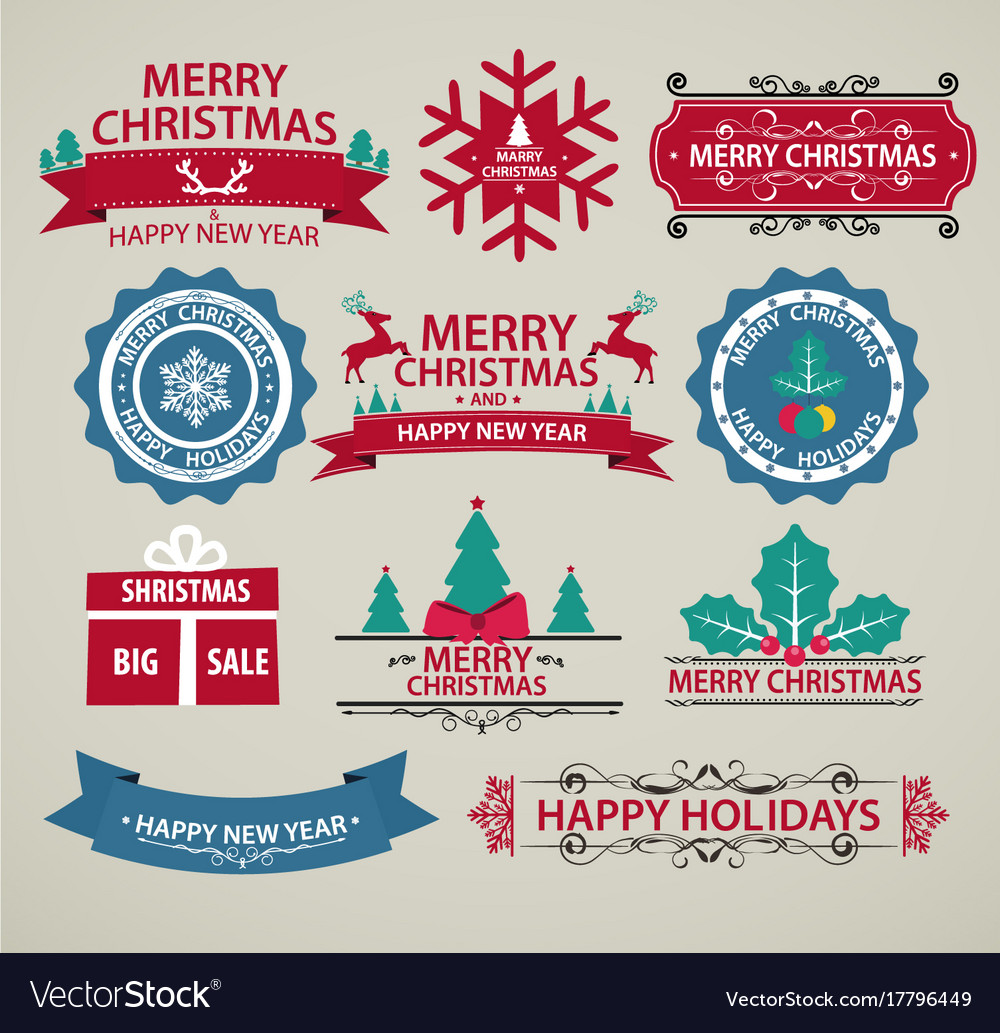 Christmas decoration set of calligraphy Royalty Free Vector