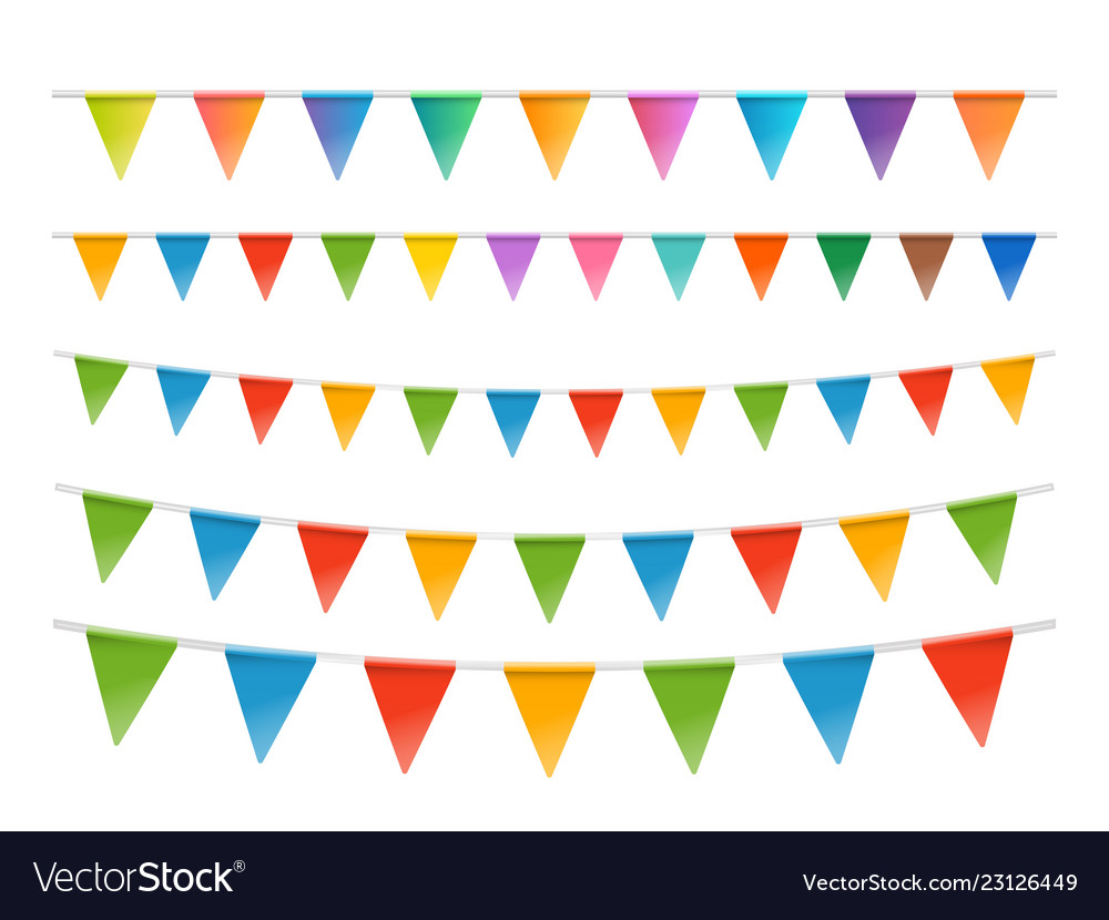 Color flags garland set isolated on white Vector Image