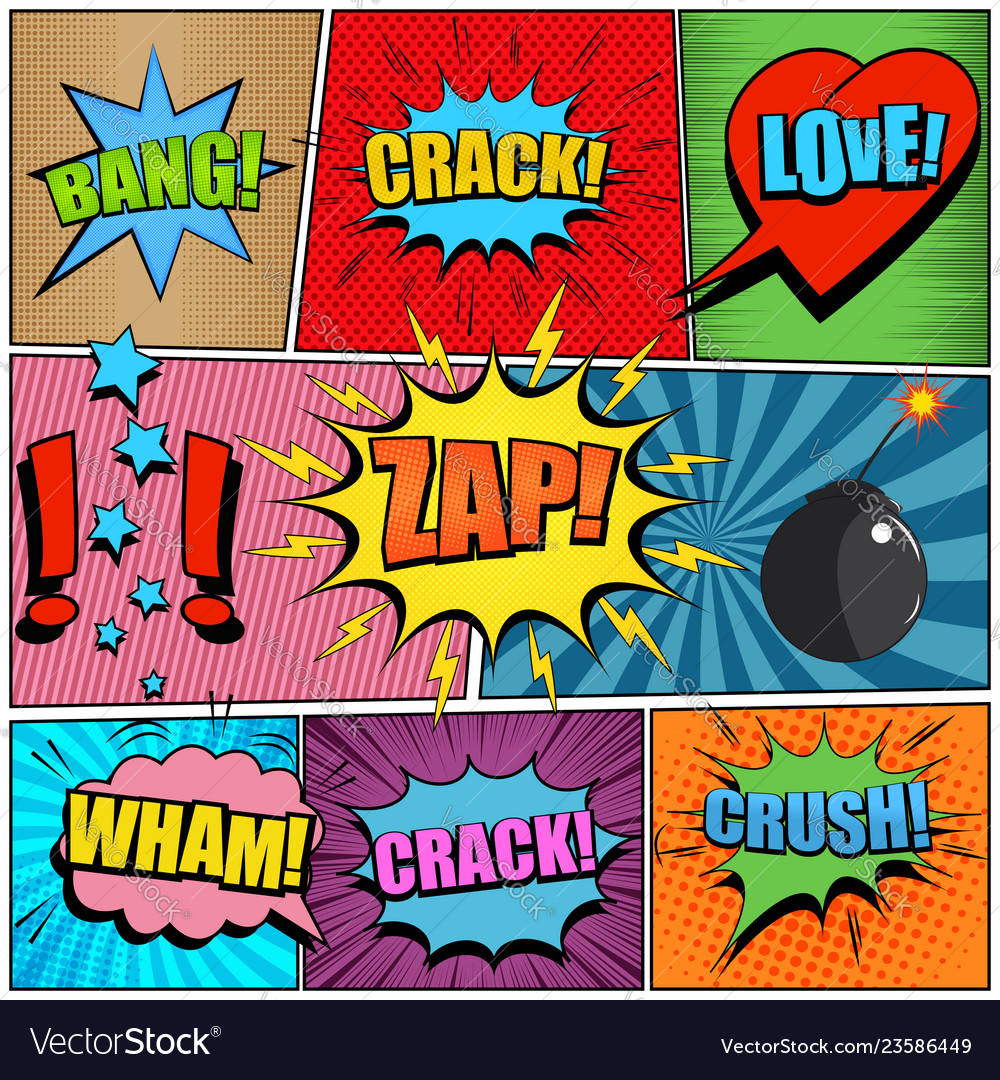 Comic book page colorful background Royalty Free Vector