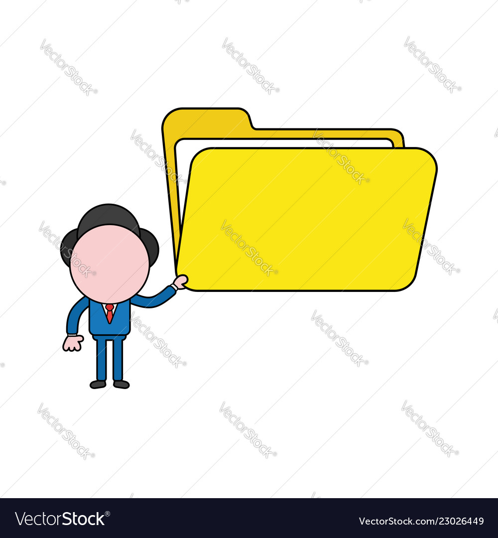 Concept of businessman character opened file Vector Image