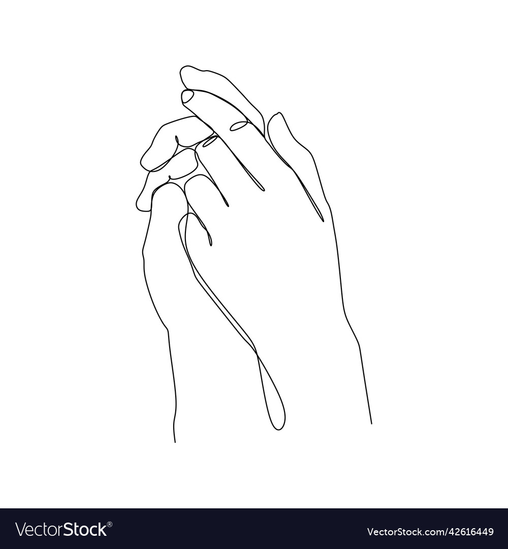 Continuous line drawing of hands holding together