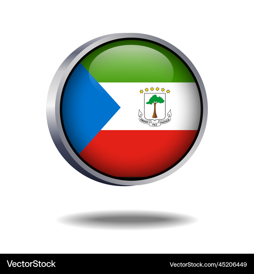 Equatorial guinea flag button Royalty Free Vector Image