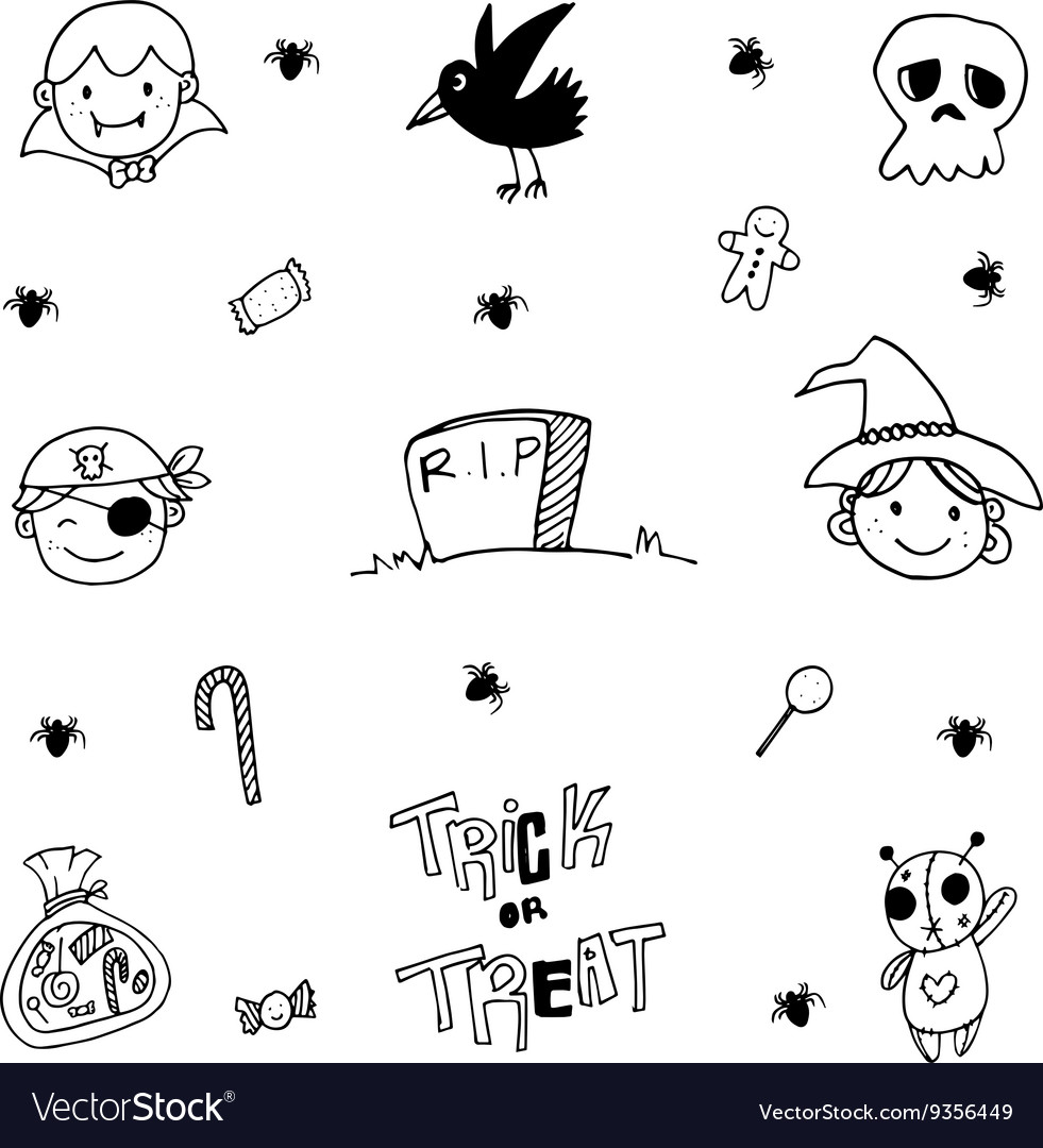 hand draw halloween in doodle vector 9356449