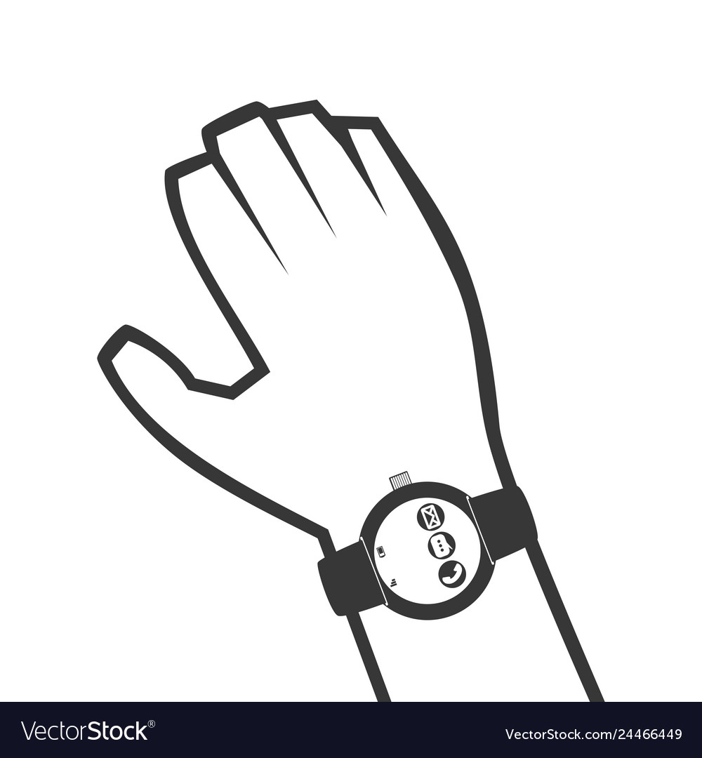Hand using smartwatch technology with apps set