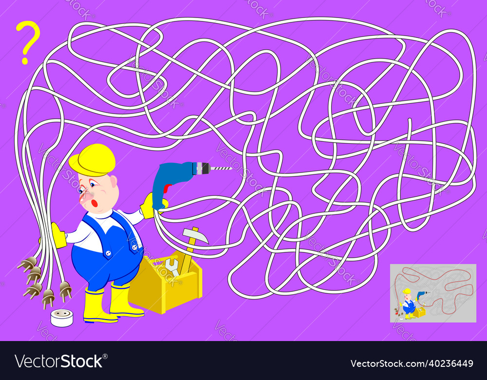 Logic puzzle game with labyrinth for children vector image Logic puzzle game with labyrinth for children