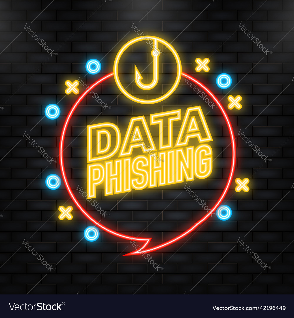 Neon icon data fishing hacker attack computer Vector Image Neon icon data fishing hacker attack computer