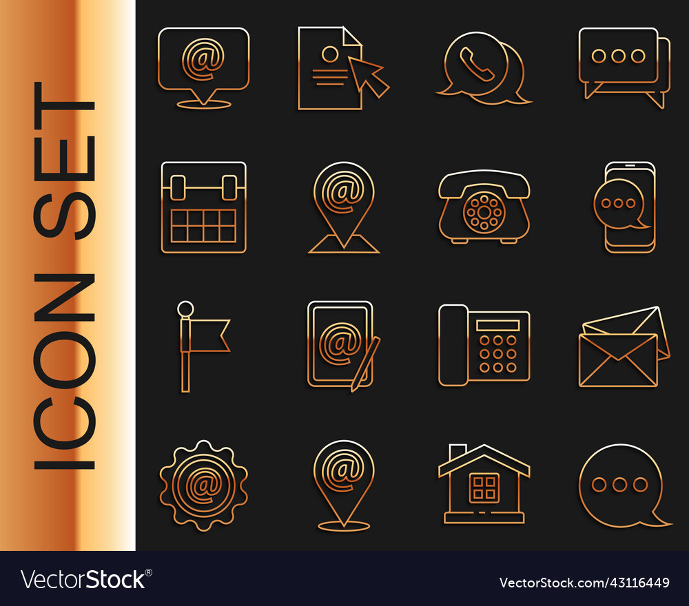 Set line speech bubble chat envelope Vector Image Set line speech bubble chat envelope