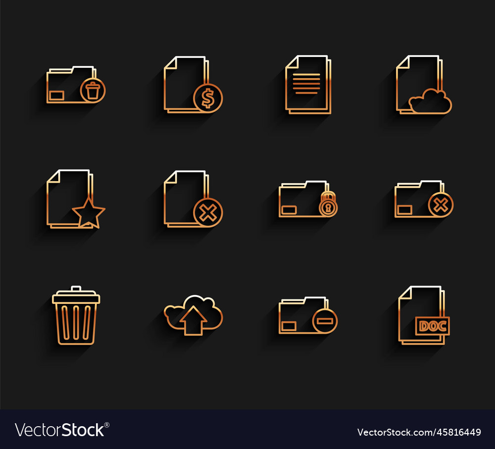 Set line trash can cloud upload delete folder vector image Set line trash can cloud upload delete folder