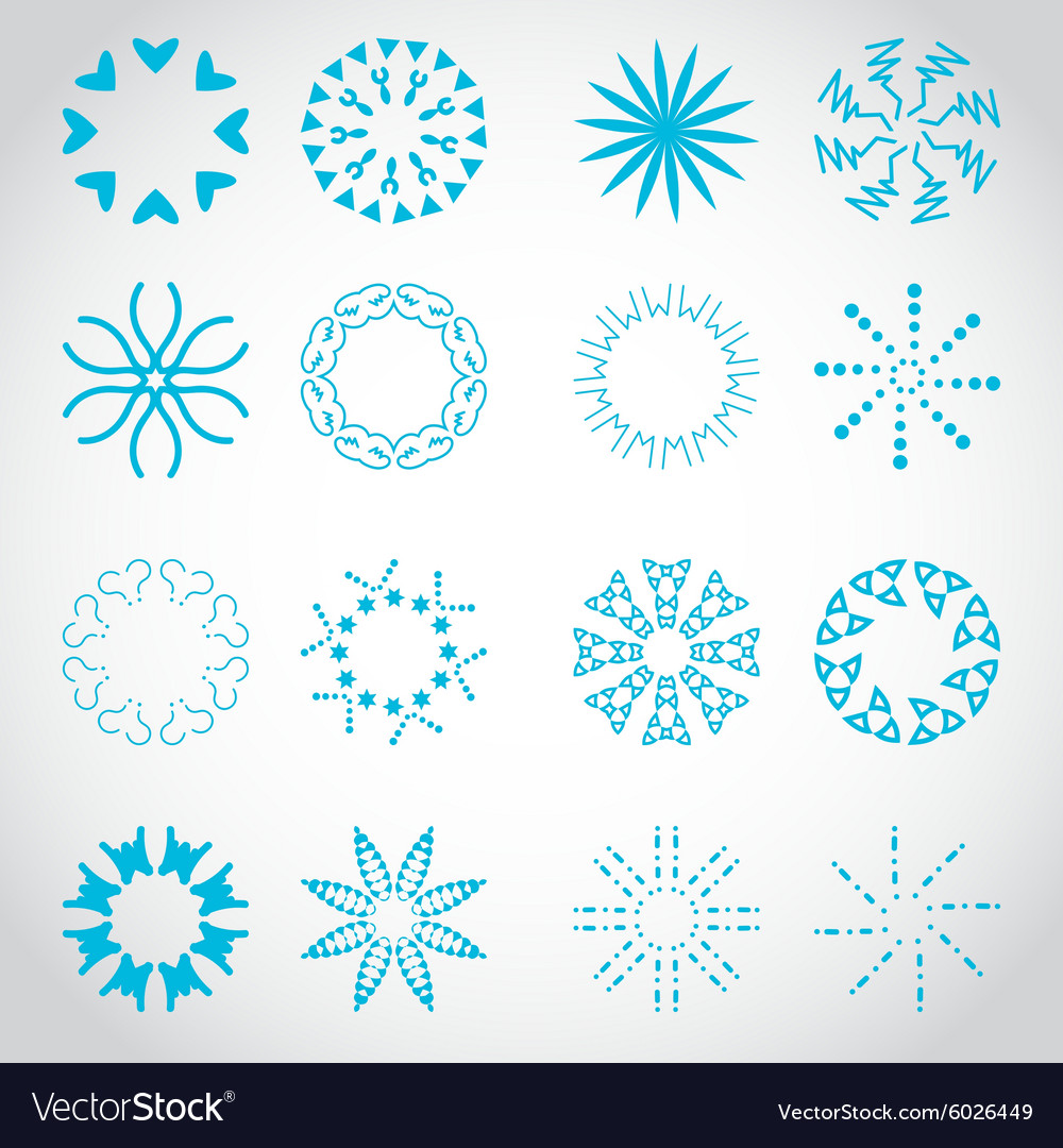 Suns rays icons set - isolated on gray background