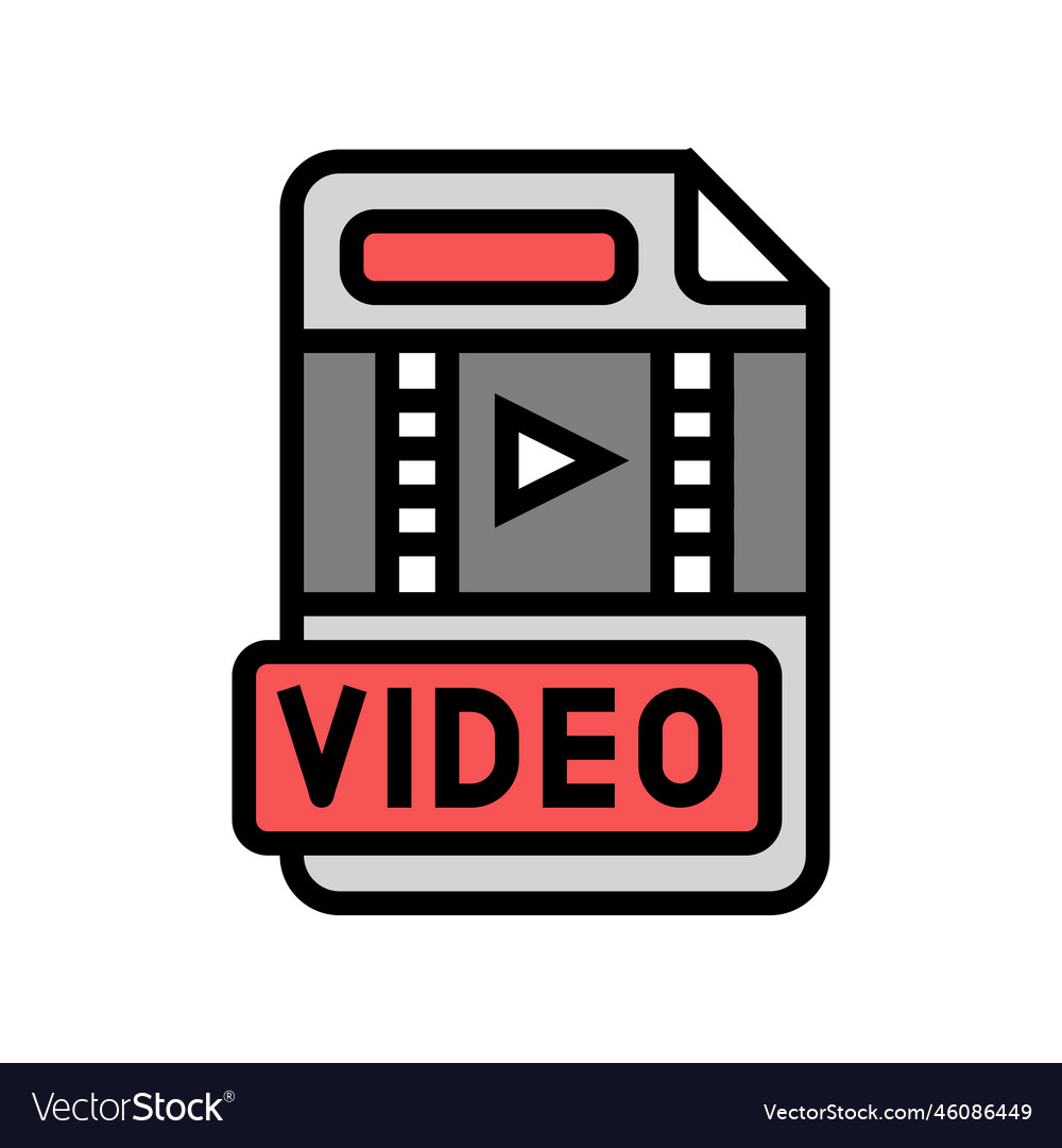 Video file format document color icon vector image Video file format document color icon
