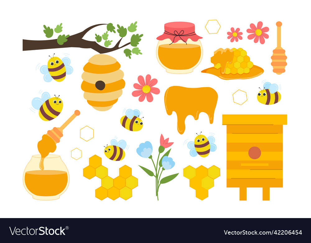 Bees with honey Royalty Free Vector Image - VectorStock