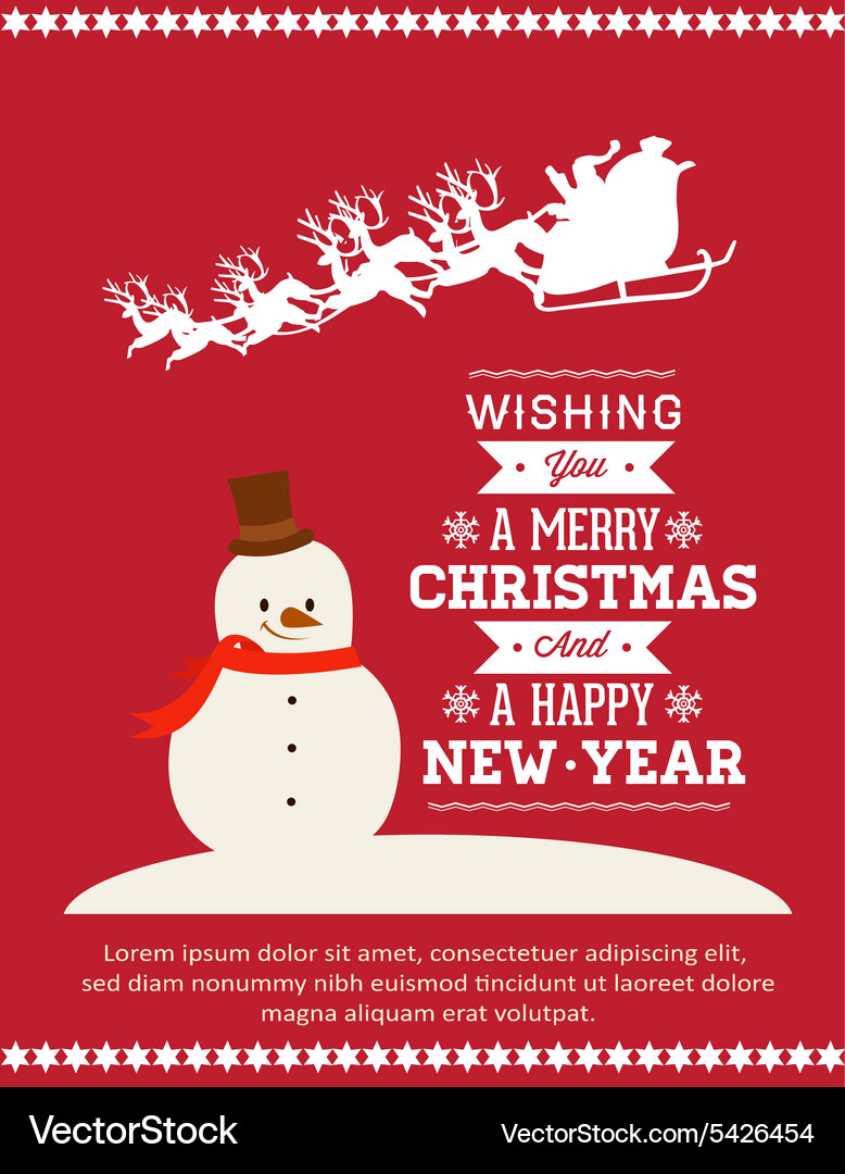 Christmas with snowman sledge santa Royalty Free Vector