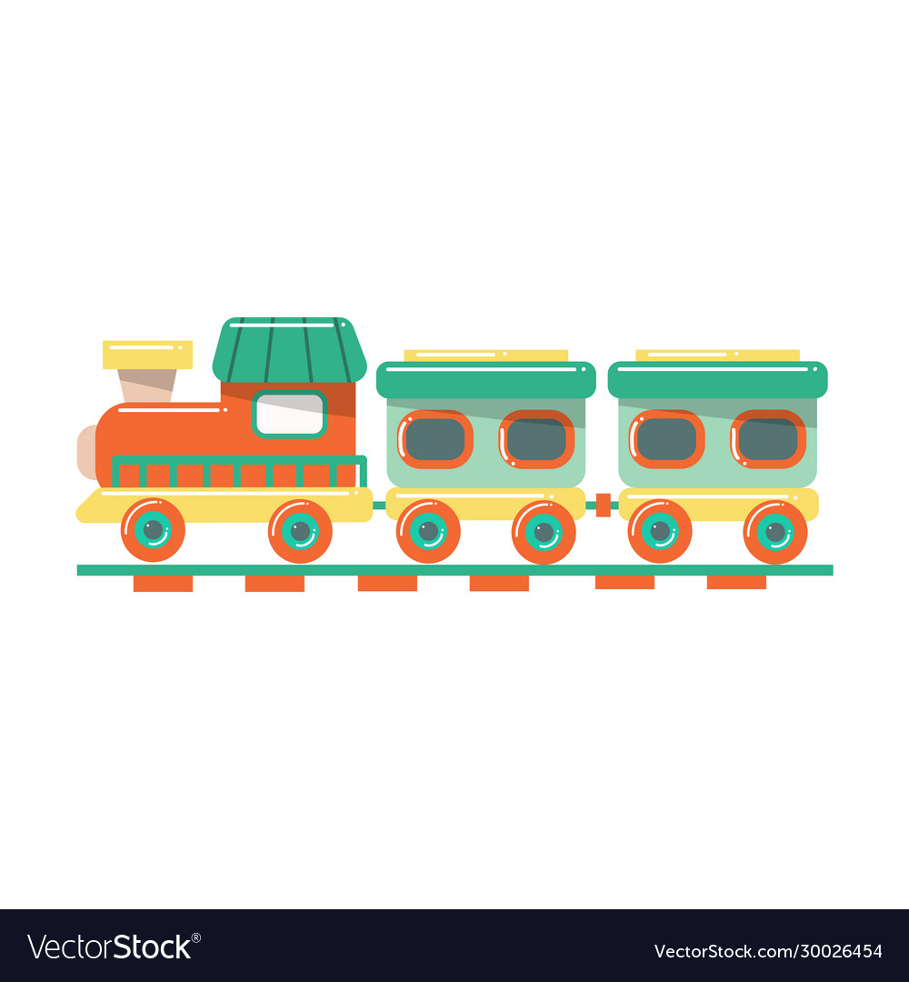 Cute green toy train for children Royalty Free Vector Image