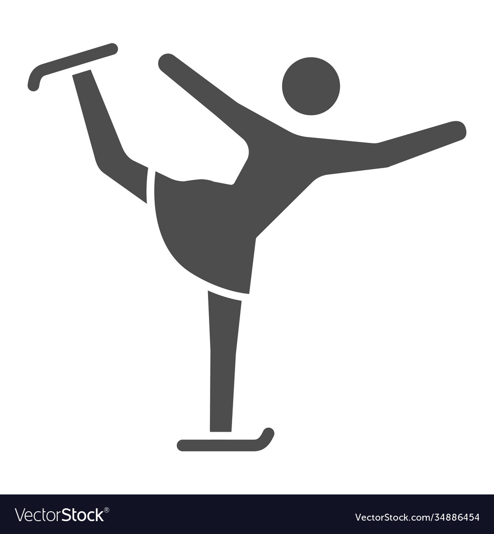 Figur Skater macht Bewegung solide Ikone Winter vector image Figur Skater macht Bewegung solide Ikone Winter