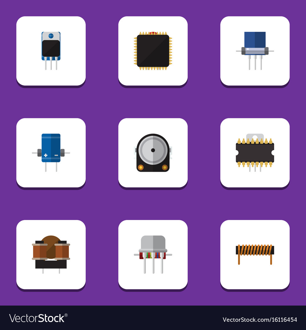 Flat icon device set of cpu resist bobbin