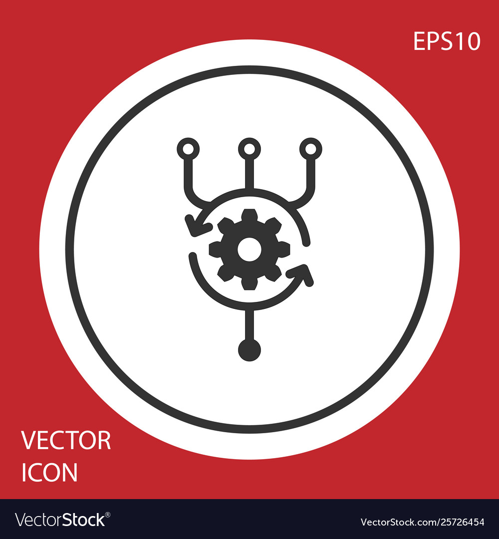 Grey algorithm icon isolated on red background vector image Grey algorithm icon isolated on red background