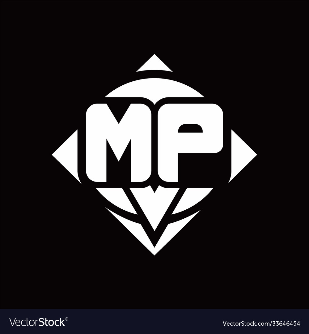 Mp logo monogram with circle shape and square