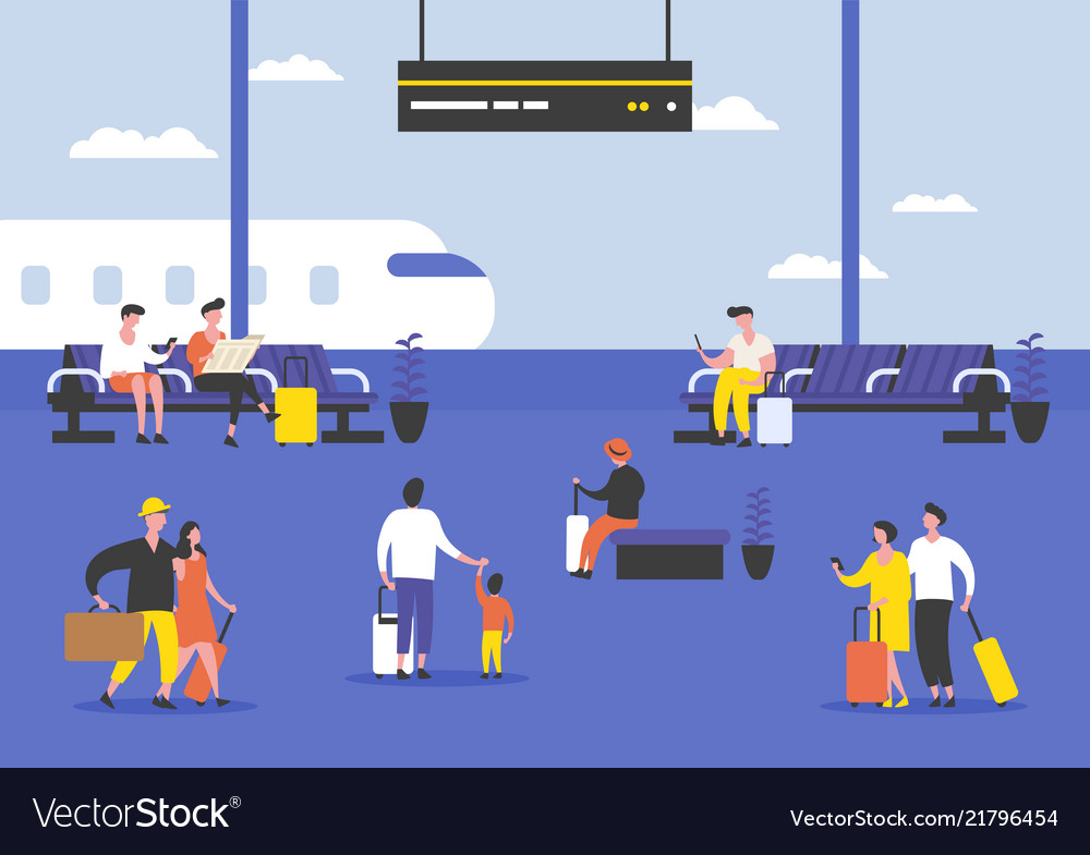 Passengers or people at airport terminal vector image Passengers or people at airport terminal