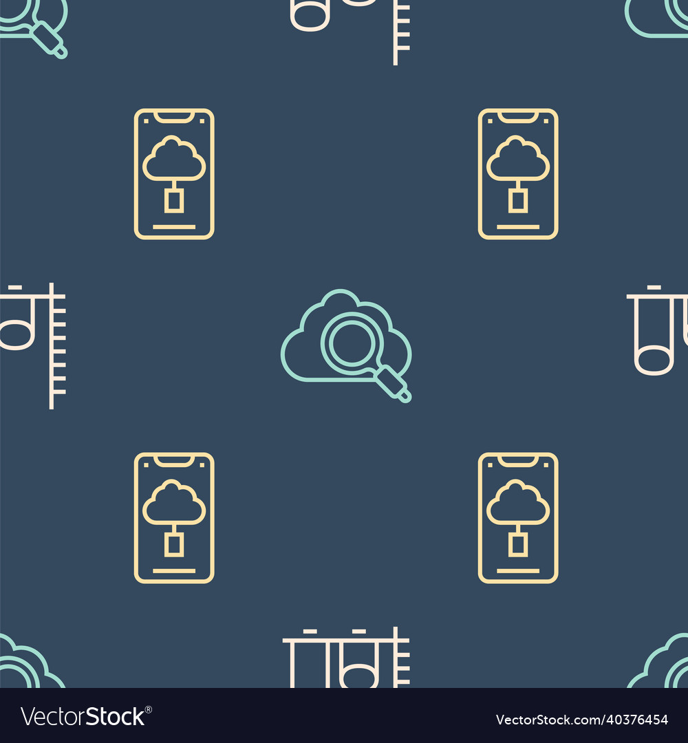 Set line data analysis cloud technology vector image Set line data analysis cloud technology