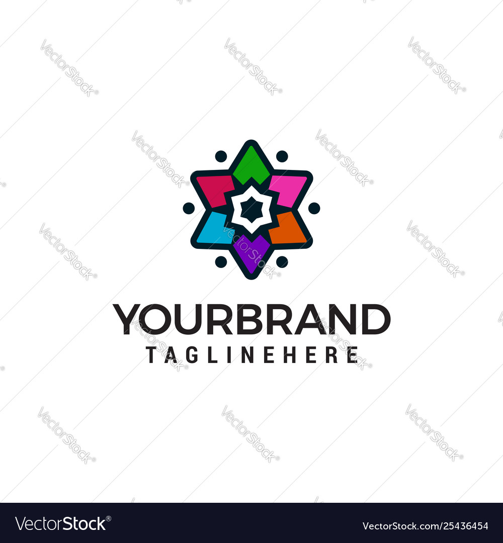 Star multicolor logo design concept template