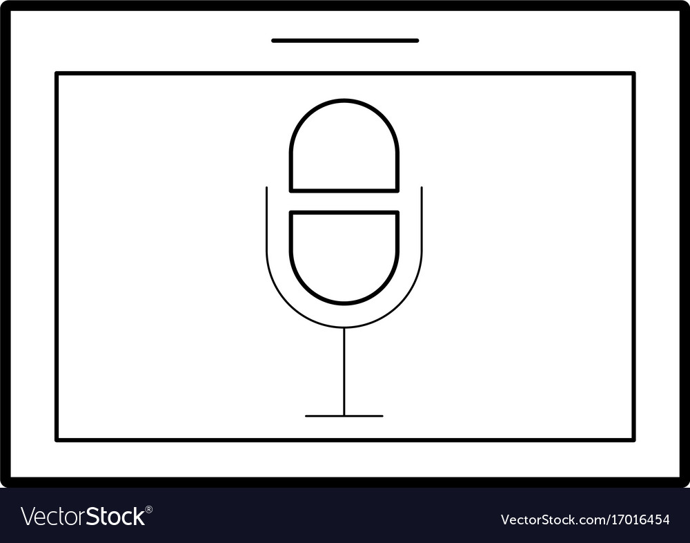 Tablet with microphone audio isolated icon