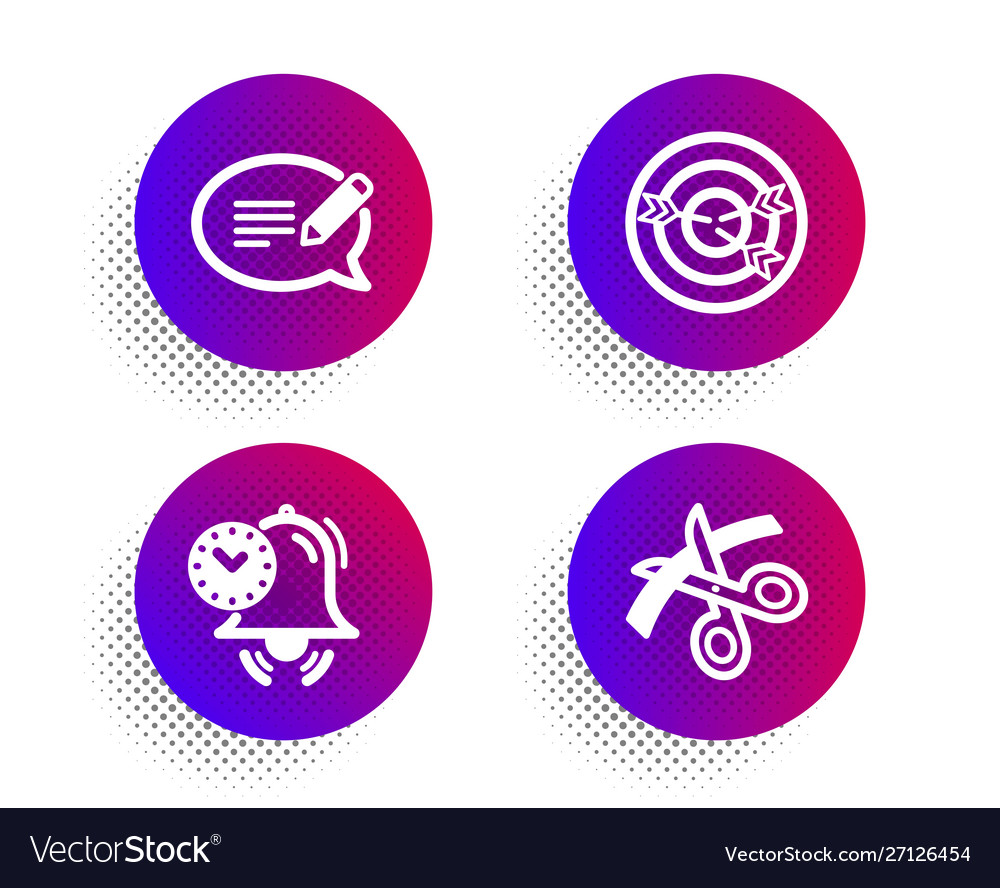 Time management targeting and message icons set vector image Time management targeting and message icons set